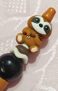Image 2 of Brown Sloth Beaded Pen (489)