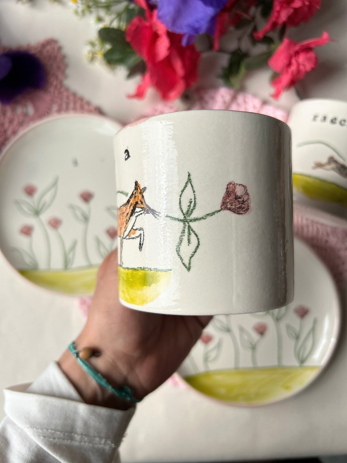 SET TAZZE + PIATTINI - ANDIAMO A RACCOGLIERE I FIORI