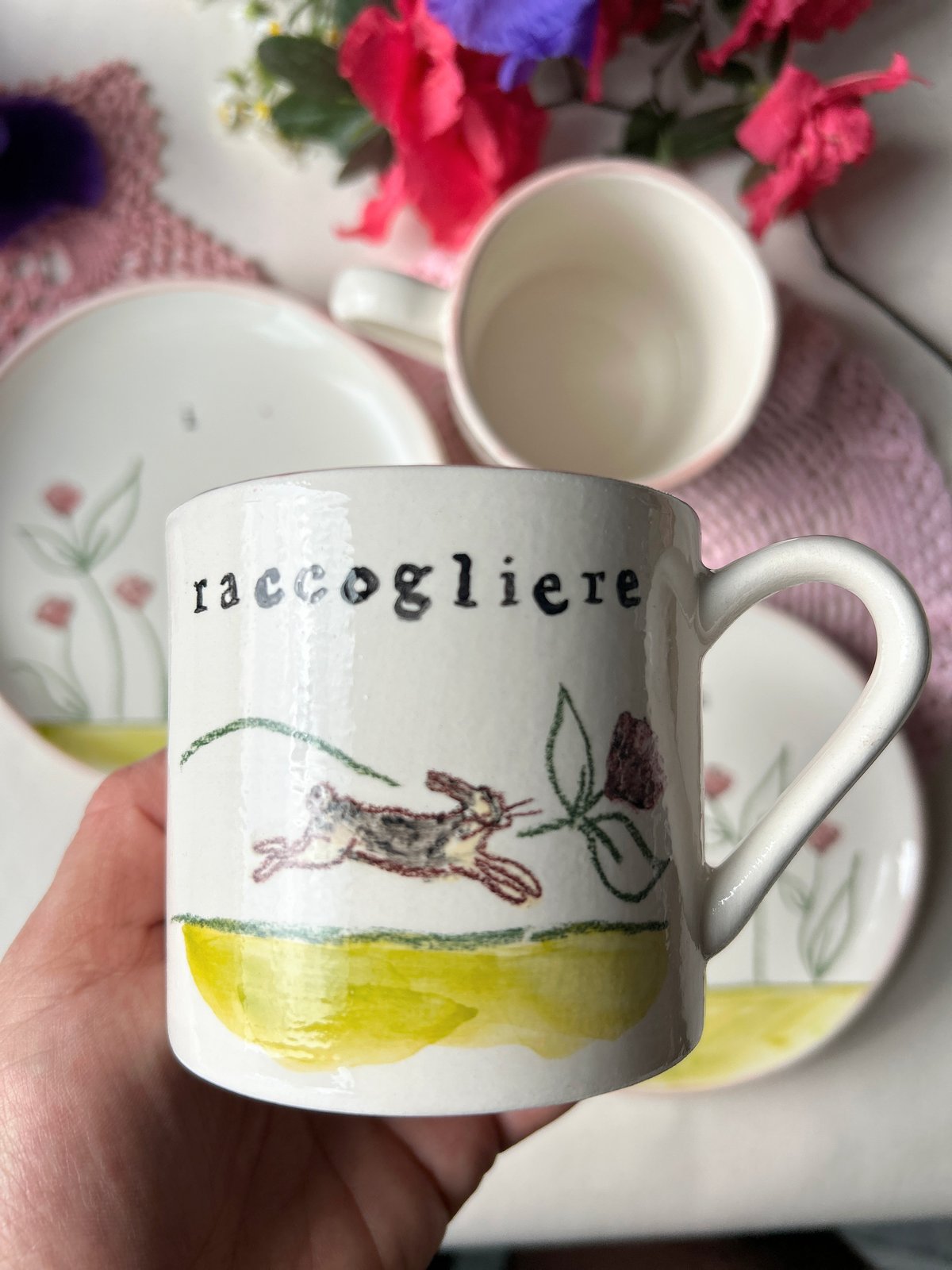 SET TAZZE + PIATTINI - ANDIAMO A RACCOGLIERE I FIORI