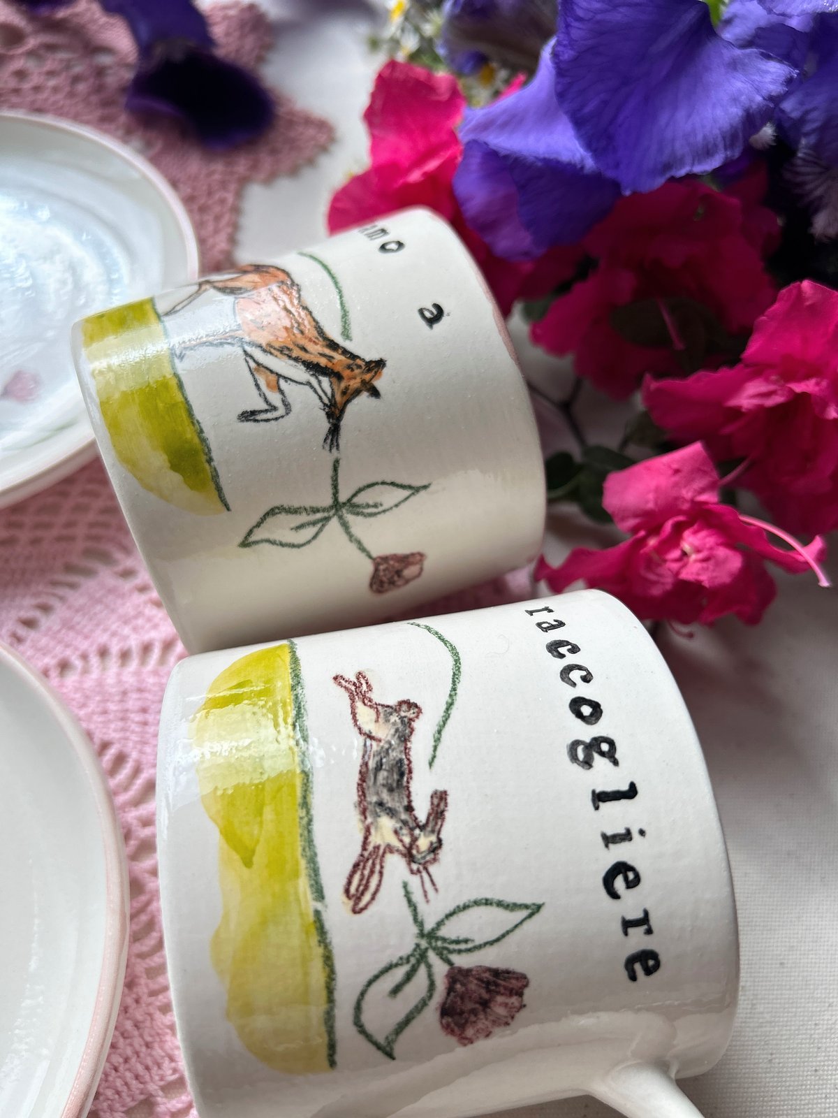 SET TAZZE + PIATTINI - ANDIAMO A RACCOGLIERE I FIORI