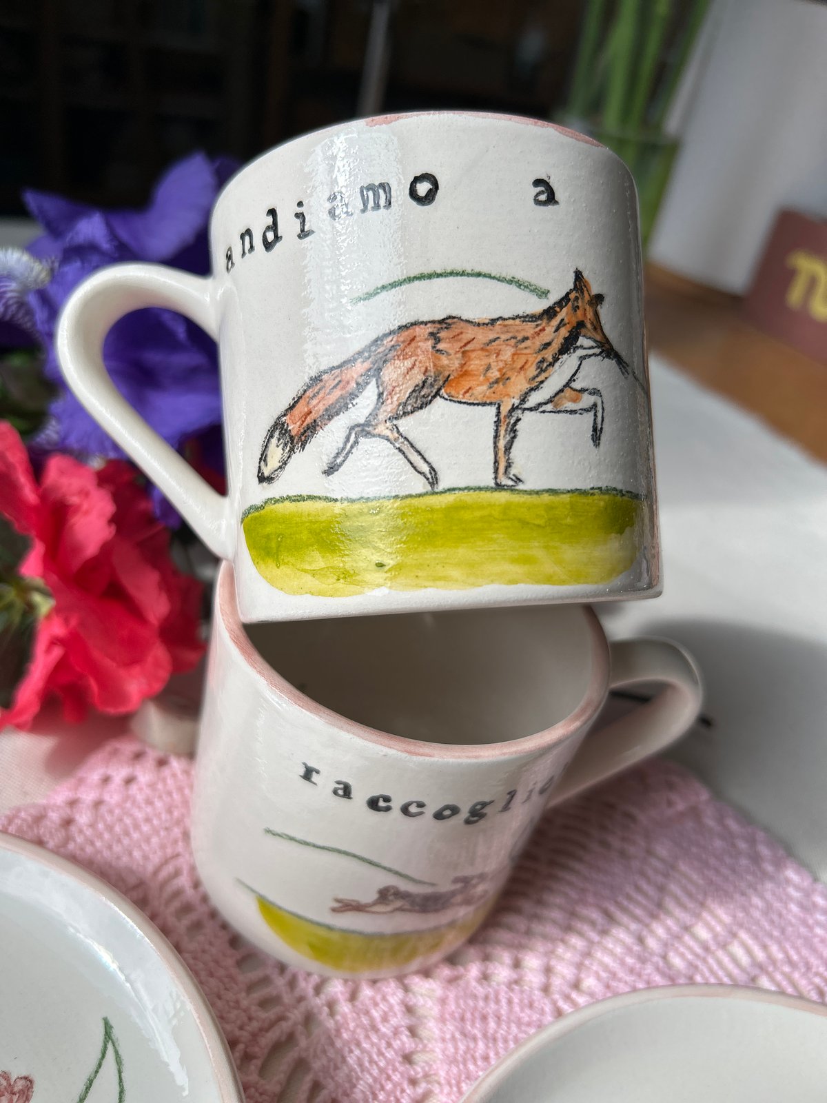 SET TAZZE + PIATTINI - ANDIAMO A RACCOGLIERE I FIORI