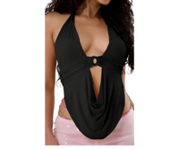 Noir drape halter top