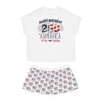 Image 2 of **LIMITED EDITION**Women's Pajama Set - "Happy Birthday America 1776-2026" Short Sleepwear