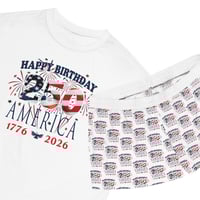 Image 3 of **LIMITED EDITION**Women's Pajama Set - "Happy Birthday America 1776-2026" Short Sleepwear