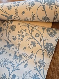 Image 1 of vintage french bird floral wallpaper mid century toile style sold by the metre
