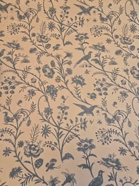 Image 4 of vintage french bird floral wallpaper mid century toile style sold by the metre