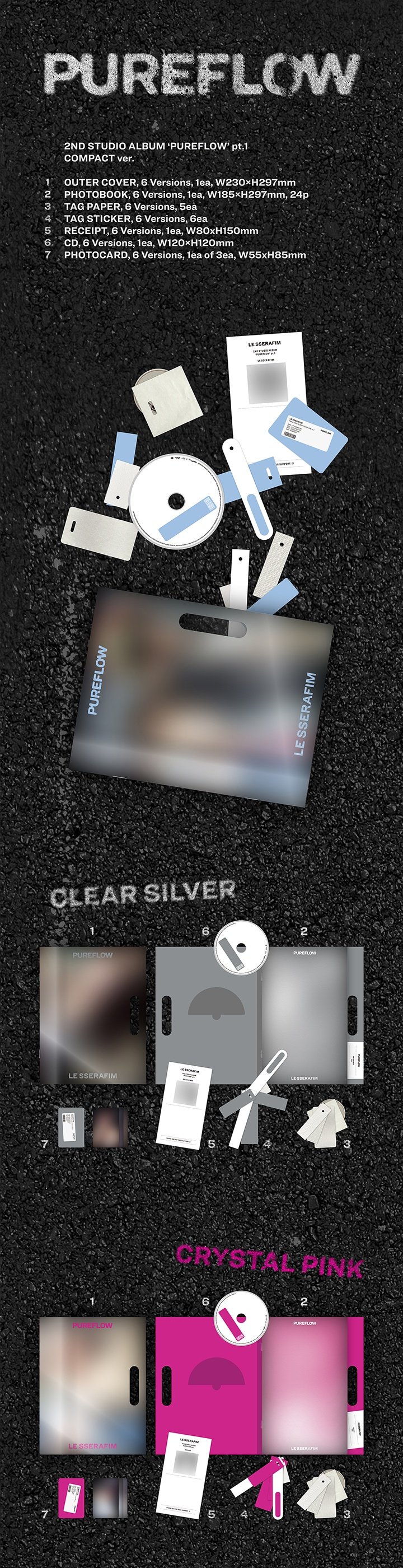 Image of [PRE-ORDER] LE SSERAFIM ‘PUREFLOW’ Pt. 1 (Compact Ver.) + Weverse Shop POBs