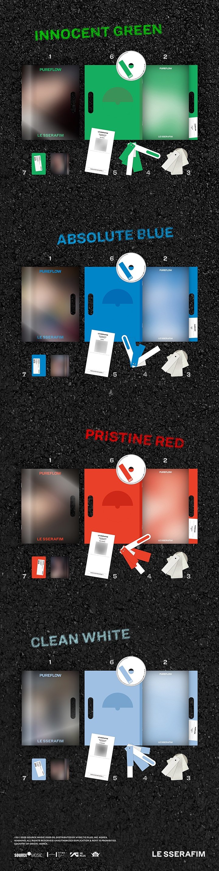 Image of [PRE-ORDER] LE SSERAFIM ‘PUREFLOW’ Pt. 1 (Compact Ver.) + Weverse Shop POBs