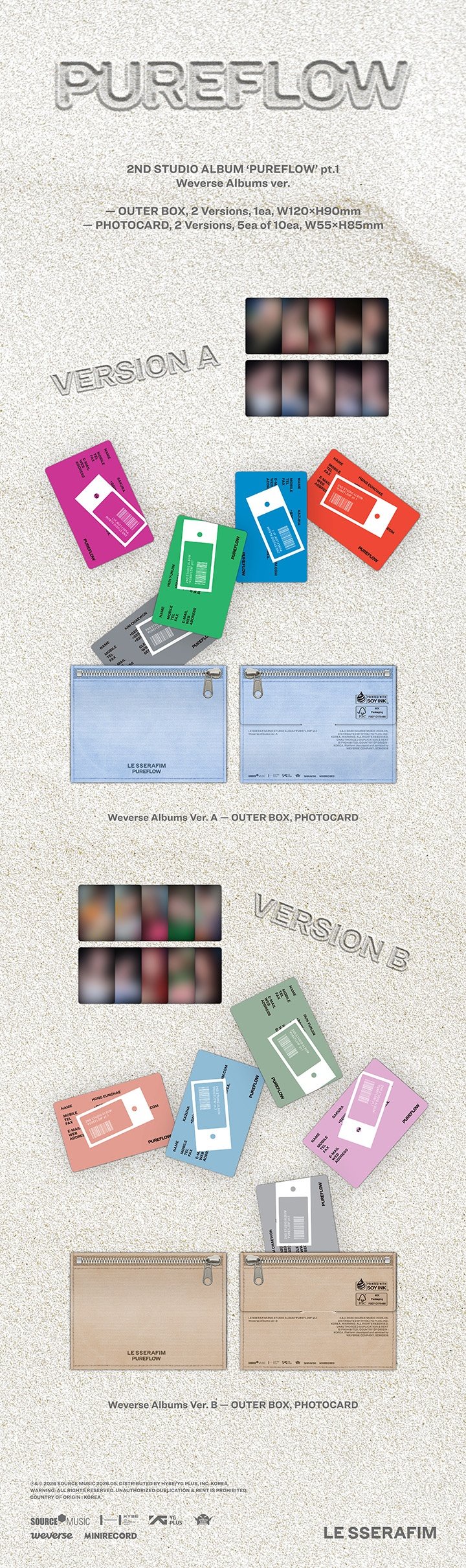 Image of [PRE-ORDER] LE SSERAFIM ‘PUREFLOW’ Pt. 1 (Weverse Album Ver.)