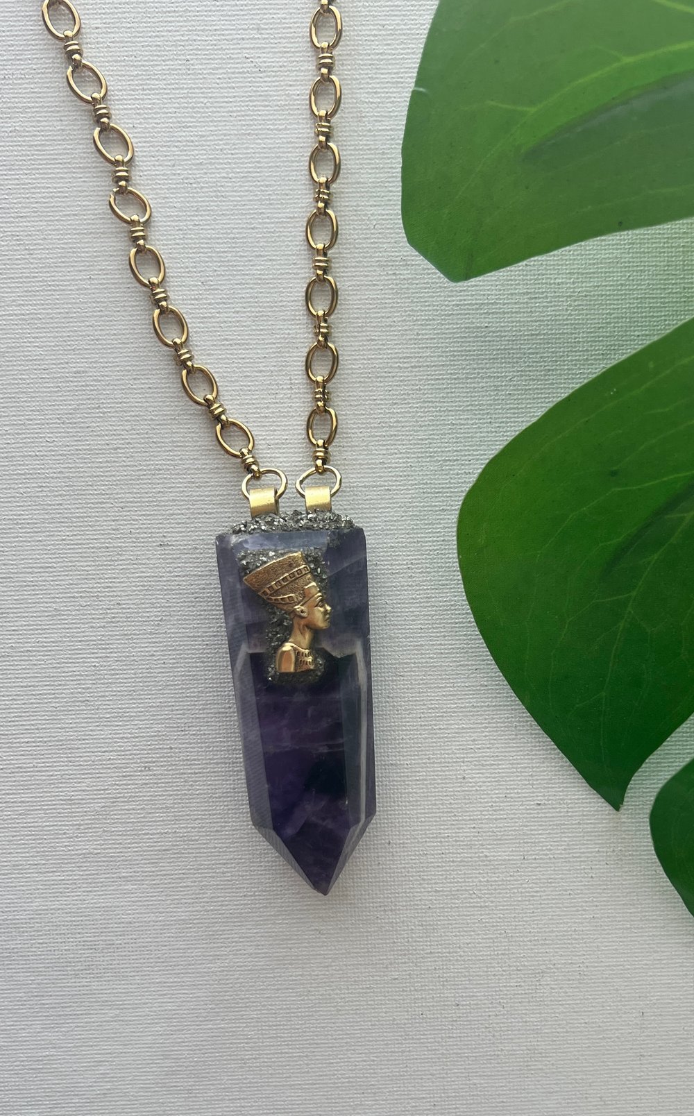 Image of NEFER ATUM II • Amethyst Nefertiti Necklace