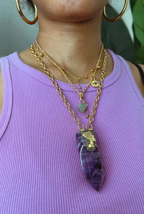 Image of NEFER ATUM II • Amethyst Nefertiti Necklace