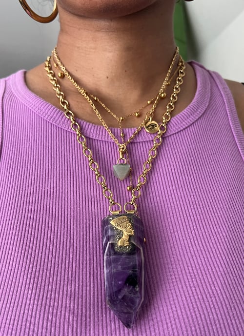 Image of NEFER ATUM II • Amethyst Nefertiti Necklace
