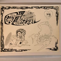 Image 1 of 1992 Steve Yates flash sheet 11x14 scorpion