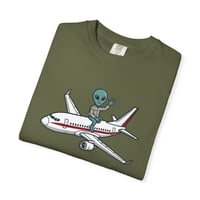 Image 1 of Alien Pilot Airplane T-Shirt // Area 51 Custom T-shirt