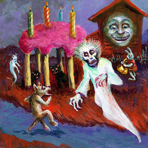 Image of "Comic Book Ghost Fever Dream" 5"x5" Painting