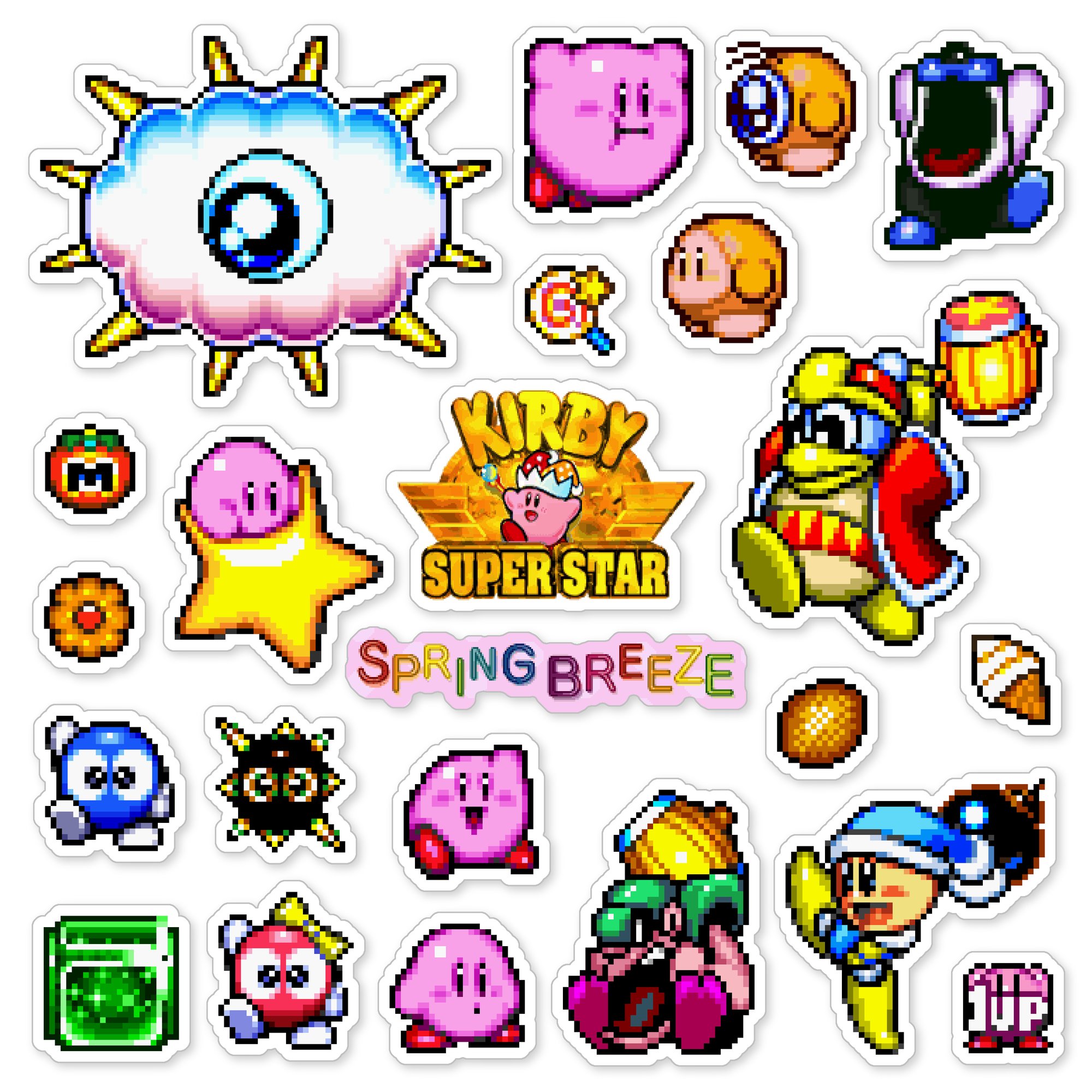Kirby Super Star: Spring Breeze Sticker/Magnet Sets (23 Pieces ...