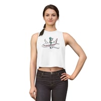 Image 4 of Alien Pilot Crop Top — Cute UFO Alien Riding Airplane Graphic Tank
