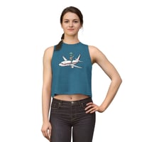 Image 12 of Alien Pilot Crop Top — Cute UFO Alien Riding Airplane Graphic Tank
