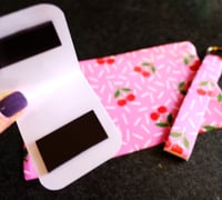 Image 2 of Fun Handmade Matching Set, cherry, sprinkles, pink, red, gift, zipper, bookmark, keychain, lanyard