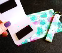 Image 2 of Colorful Handmade Matching Set, flamingo, tropical, leaves, gift, zipper, bookmark, key, lanyard