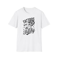 Image 2 of T-Shirt — "Tattoos Are Trashy" Vintage Skull Pin-Up Graphic