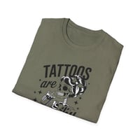 Image 1 of T-Shirt — "Tattoos Are Trashy" Vintage Skull Pin-Up Graphic