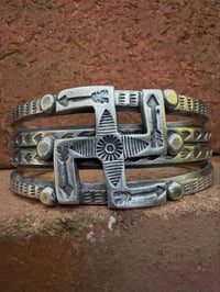 Image 3 of WL&A Handmade Old Style Heavy Ingot Whirling Log  Medicine Cuff - Size 7 to 7.5in Wrist