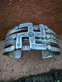 Image 2 of WL&A Handmade Old Style Heavy Ingot Whirling Log  Medicine Cuff - Size 7 to 7.5in Wrist