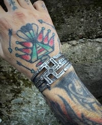 Image 4 of WL&A Handmade Old Style Heavy Ingot Whirling Log  Medicine Cuff - Size 7 to 7.5in Wrist