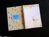 Image 2 of Handmade Colorful Daily Planner Bound Notebook, book, notes, gift, yellow, butterfly, flower, gift