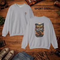 Image 5 of Walk by Faith Crewneck Sweatshirt — 'Walk by Faith' Christian Graphic Pullover