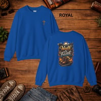 Image 7 of Walk by Faith Crewneck Sweatshirt — 'Walk by Faith' Christian Graphic Pullover