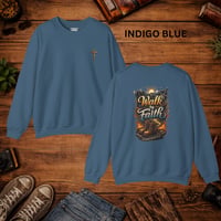 Image 8 of Walk by Faith Crewneck Sweatshirt — 'Walk by Faith' Christian Graphic Pullover
