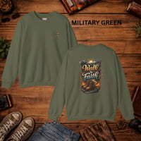 Image 9 of Walk by Faith Crewneck Sweatshirt — 'Walk by Faith' Christian Graphic Pullover