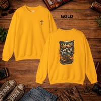 Image 10 of Walk by Faith Crewneck Sweatshirt — 'Walk by Faith' Christian Graphic Pullover