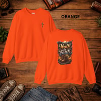 Image 11 of Walk by Faith Crewneck Sweatshirt — 'Walk by Faith' Christian Graphic Pullover