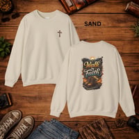 Image 12 of Walk by Faith Crewneck Sweatshirt — 'Walk by Faith' Christian Graphic Pullover