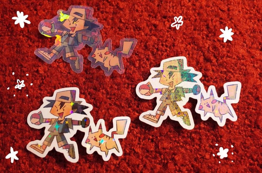 Image of Ash & Pikachu | Waterproof Holographic Vinyl