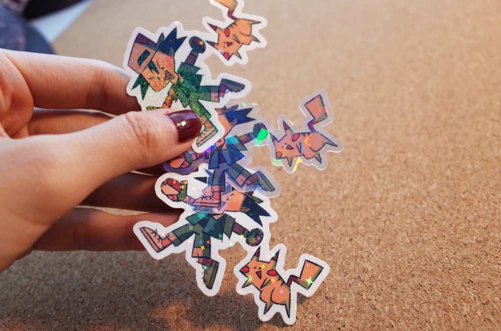 Image of Ash & Pikachu | Waterproof Holographic Vinyl