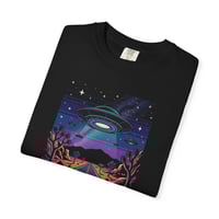 Image 3 of Alien Abduction Road Trip T-Shirt — Retro UFO Night Sky Tee