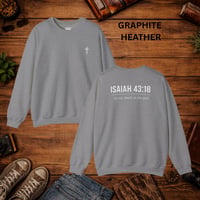 Image 3 of Isaiah 43:18 Crewneck Sweatshirt — Minimal Cross Christian Pullover