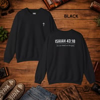 Image 5 of Isaiah 43:18 Crewneck Sweatshirt — Minimal Cross Christian Pullover