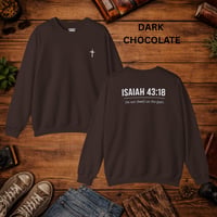 Image 6 of Isaiah 43:18 Crewneck Sweatshirt — Minimal Cross Christian Pullover