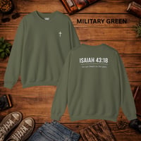 Image 11 of Isaiah 43:18 Crewneck Sweatshirt — Minimal Cross Christian Pullover