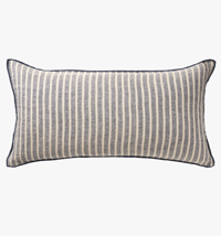 Image 1 of Indigo Stripe Linen Lumbar Cushion