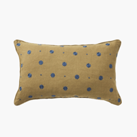 Image 1 of Khaki Floral Linen Lumbar Cushion