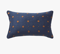 Image 1 of Indigo Floral Linen Lumbar Cushion