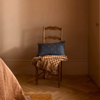 Image 3 of Indigo Floral Linen Lumbar Cushion