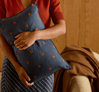 Image 5 of Indigo Floral Linen Lumbar Cushion