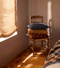 Image 7 of Indigo Floral Linen Lumbar Cushion